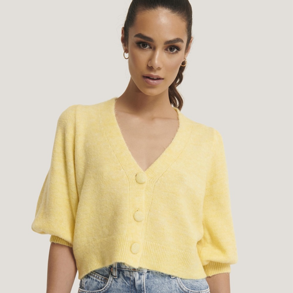 Mango Puff Sleeve Cardigan